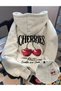 Women's Cherries They Give Clor Cherry Printed Hooded Sweatshirt