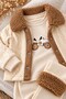 Baby Boy 3 Piece Set Plush Collared Jacket Car Patterned 3 Piece Set - 3