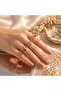 Brass Gold Color Asymmetrical Design Adjustable 3-Piece Design Ring - 2