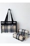 Carrying Bag Full Set 4 Pieces Black Gray Checkered Pattern / Black - 4