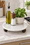 Natural Marble Presentation Plate 25 cm Round Serving Plate with Wooden Stand Cake Stand Decorative - 5