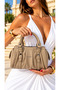 Women's Long Strap Silver Logo Luxury Design Hand and Shoulder Bag Size: 22 X 12 cm - 2