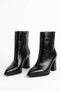 Muder Pointed Toe Mid-Stitched Women's Heeled Boots Black Wrinkled - 7