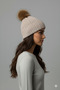 Women's Fur Pompom Ribbed Beanie - 3