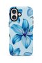 iPhone 17 Compatible - Blue Floral, Dual Layer Cover, Glossy Surface Protective Case