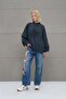 Anthracite Floral Patterned Oversize Sweatshirt 18156