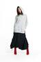 Ice Melange Zippered Hooded Oversize Sweatshirt with Floral Print on the Back 19040