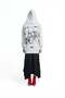 Ice Melange Zippered Hooded Oversize Sweatshirt with Floral Print on the Back 19040 - 4