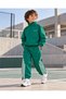 Boy's Green Zippered High Collar Tracksuit Set Sporty and Comfortable - 3