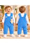 Baby Boy Winter Welsoft Teddy Bear Long Sleeve 2-Piece Baby Salopet Jumpsuit Set - 3