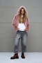 Pink Hooded Oversize Short Jacket 18293 - 3