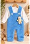 Baby Boy Winter Welsoft Teddy Bear Long Sleeve 2-Piece Baby Salopet Jumpsuit Set - 5