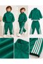Boy's Green Zippered High Collar Tracksuit Set Sporty and Comfortable - 2