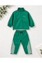Boy's Green Zippered High Collar Tracksuit Set Sporty and Comfortable - 4