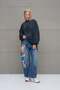 Anthracite Floral Patterned Oversize Sweatshirt 18156 - 4