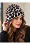Women's Furry Soft Plush Leopard Beanie - 6