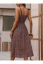 Women's Rope Strap Midi Dress with Elastic Waist and Slits - 5