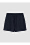 Two Mt Shop Quality Lcw Vision Navy Blue Women's Muslin Shorts with Elastic Waist - 5