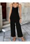 Women's Rope Strap V-Neck Ethnic Stripe Patterned Pocket Detailed Janjan Crepe Jumpsuit - 4