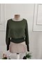 Women's Long Sleeve Round Neck Aerobin Blouse with Gipe Detail at Hem - 4