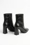 Muder Pointed Toe Mid-Stitched Women's Heeled Boots Black Wrinkled - 8