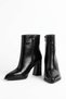 Muder Pointed Toe Mid-Stitched Women's Heeled Boots Black Wrinkled - 2