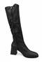 Women's Below-The-Knee Long Boots with Side Zipper, Oval Toe, Thick Block Heels, Stylish Design. - 4