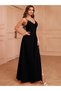 Women's Rope Strap Double Breasted Collar Deep Cut Slit Imported Crepe Dress - 3