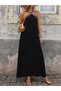 Women's Front-Crossed, Rubber-Detailed, Open-Shoulder, Long Janjan Crepe Dress - 3