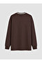 Vizyon New Season Brown Oversize Soft Touch Women's Sweatshirt Tunic - 3