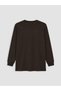 Vizyon New Season Brown Crew Neck Ruffled Women's Sweatshirt Tunic - 7