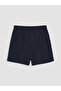 Two Mt Shop Quality Lcw Vision Navy Blue Women's Muslin Shorts with Elastic Waist - 6