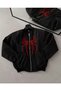 Unisex long sleeve spider print bomber jacket - black