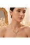 Gold Color Butterfly Design Steel Necklace on a Branch - 2