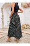 Women's Strappy Round Neck Top Viscose Bottom Patterned Wrap Dress - 4
