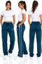 Women's Comfortable Fit Sweatpants with Double Piping on the Sides, Zipper Pocket Detail, Blue, Navy Blue, Black, Burgundy, Khaki, Gray