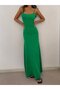 Women's Green Rope Strap U-Neck Lycra Maxi Long Bodycon Straight Casual Dress