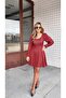 Women's Long Sleeve Square Heart Neck Mini Modal Dress - 2