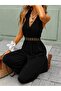 Women's Sleeveless Front Lace-Up Waist Ruched Long Pera Jumpsuit - 2