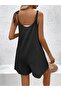 Women's round neck, beaded detail, wide leg, loose short pera jumpsuit with rope strap - 5