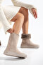 Women's Beige Suede Fur Thick-Soled Winter Boots Soft Textured Stylish and Comfortable Casual Ankle Boots - 5
