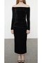 Women's long sleeve madonna collar velvet midi dress - 4