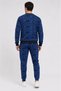 Men's Black and Blue Text Patterned Two-Thread Rastered Tracksuit Set - 2