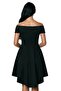 Women's Black Short Sleeve Madonna Collar Short Front Long Back Imported Crepe Wedding Graduation Dress - 6