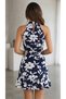 Women's Off the Shoulders High Neck Belted Patterned Short Single Jersey Dress - 7