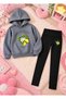 Girl's Hooded Sweatshirt and Skinny Leggings Set, 2-Piece Printed Top and Bottom Set