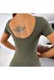 Women's Short Sleeve Backless Slit Detailed Viscose Dress - 2