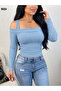 Women's long sleeve madonna neckline strappy crop camisole blouse - 3