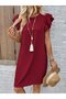 Women's Short Sleeve Crew Neck Ruffle Short Wrap Dress - 2