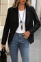 Women's Black Long Sleeve Open Front Collared Suede Jacket - 4